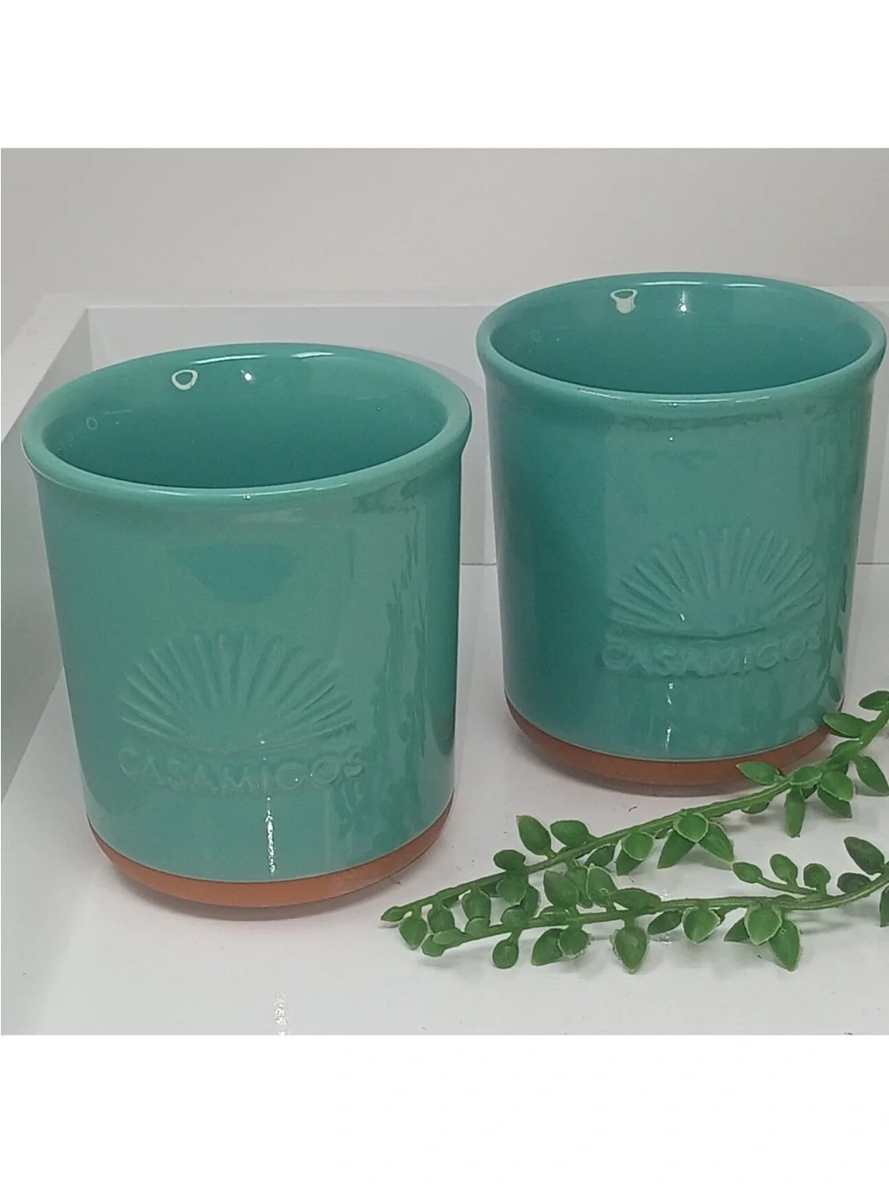 New Casamigos Tequila Limited Edition Teal Ceramic Tumblers Set Of 2